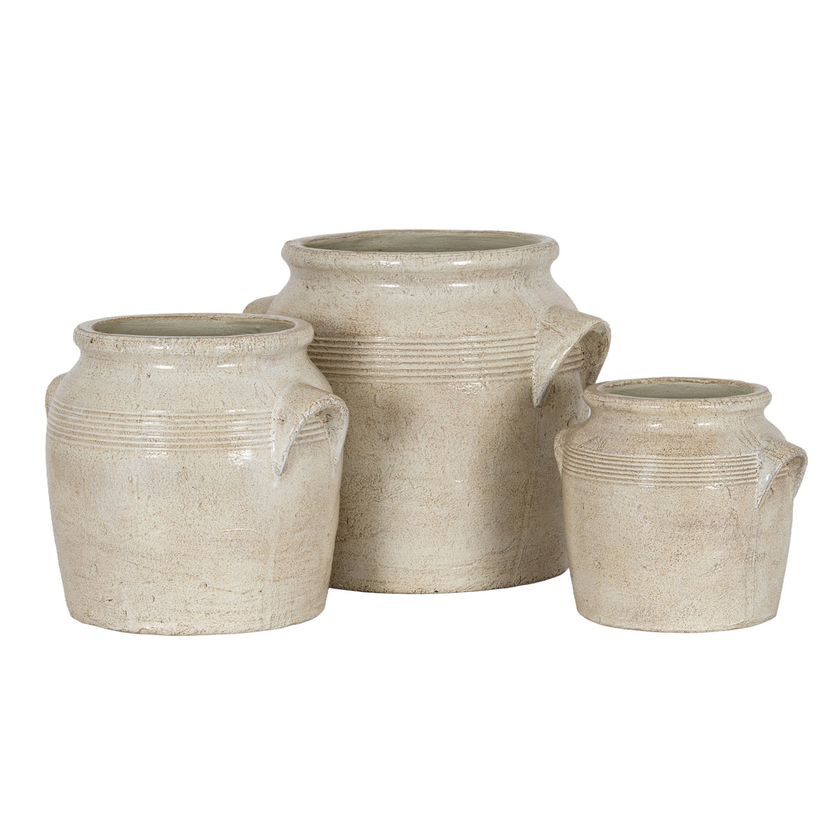 Tarn Collection Large Beige Ceramic Jug Pot Vase With Handles 26cm