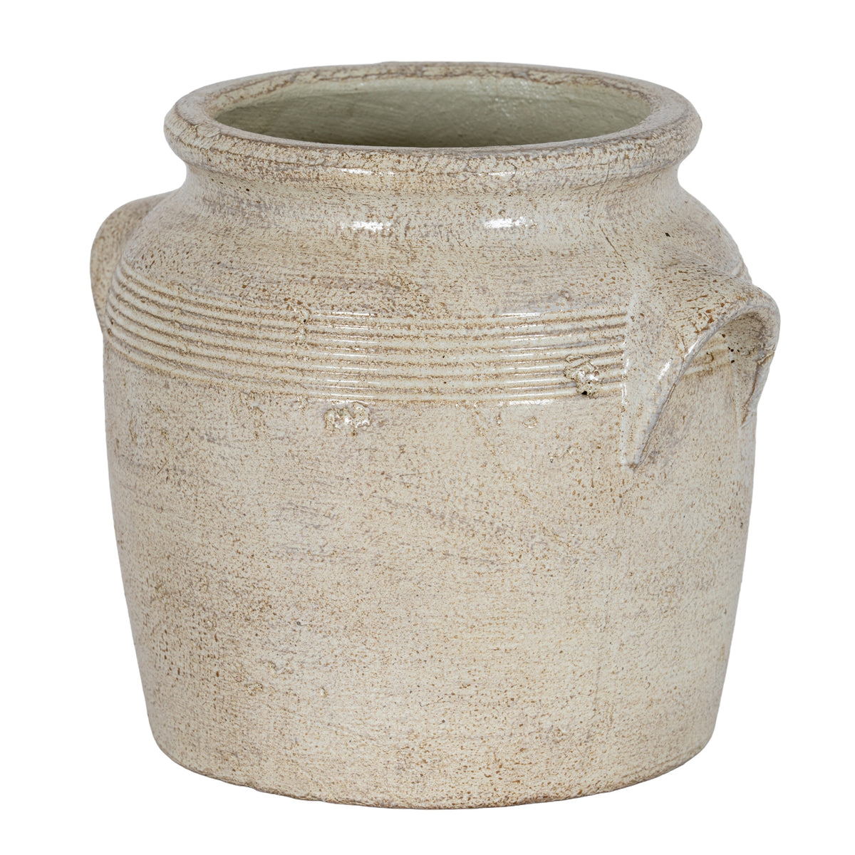 Tarn Collection Large Beige Ceramic Jug Pot Vase With Handles 26cm