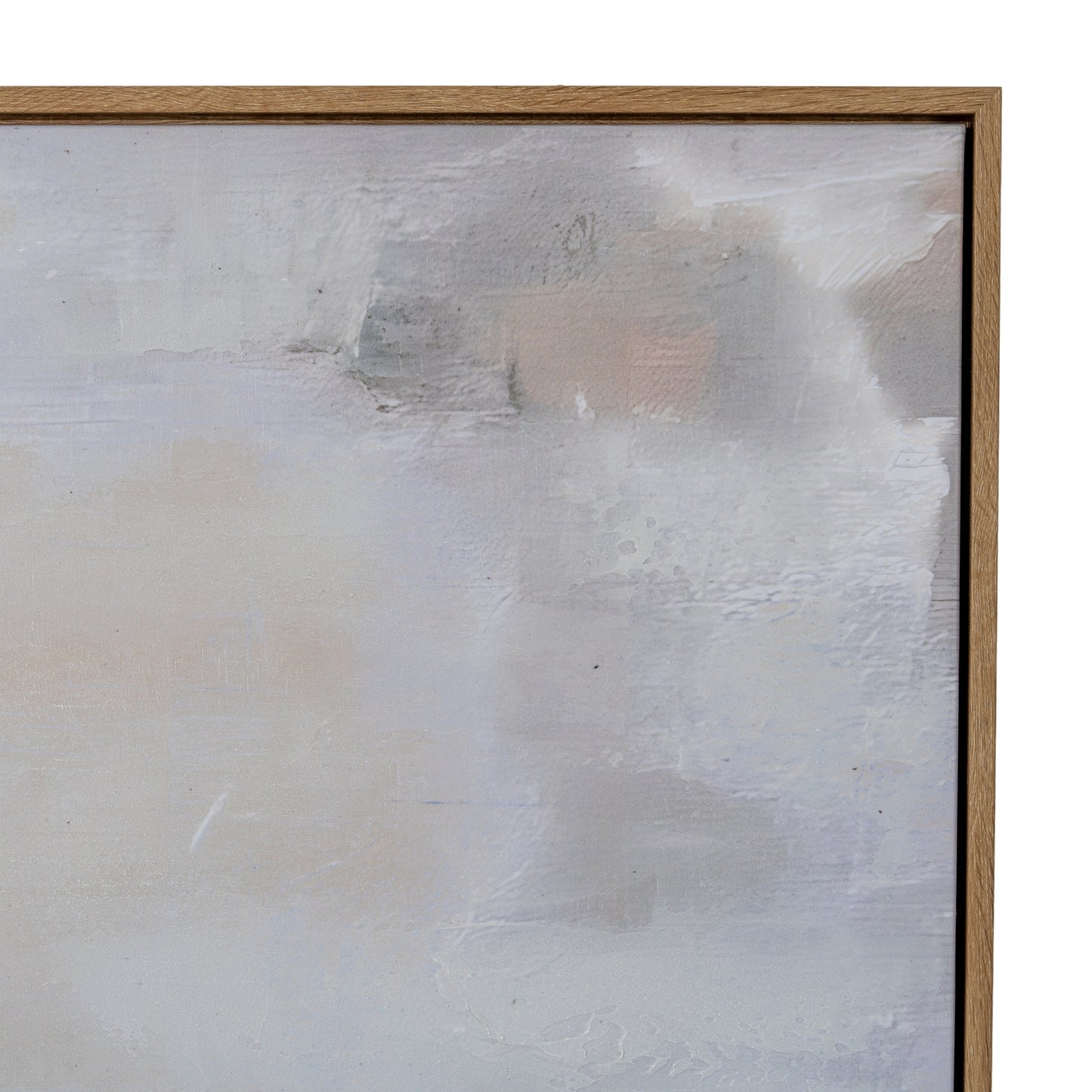 Abstract painting with light colors in a wooden frame