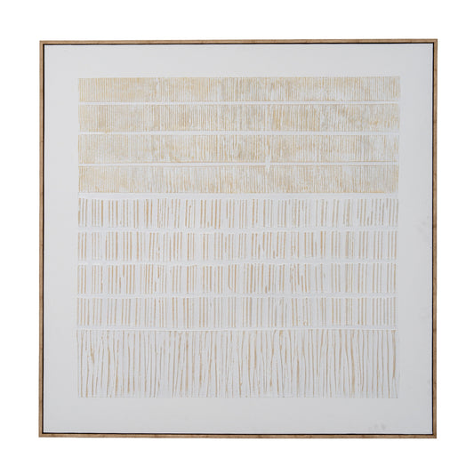 Abstract art piece with horizontal lines on a white background