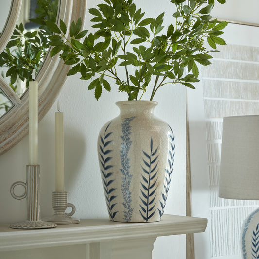 Classic Blue Flora Patterned Juniper Vase 31cm