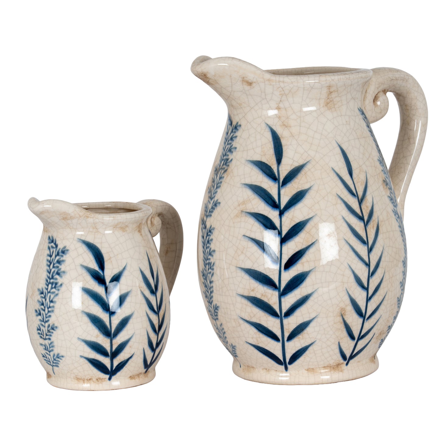 Small Blue Flora Olpe Decorative Jug Vase 17cm