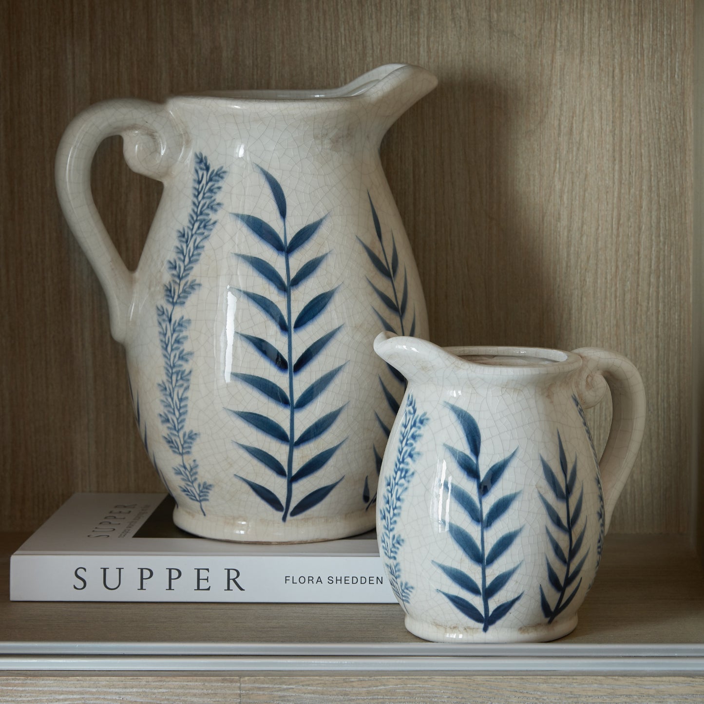Small Blue Flora Olpe Decorative Jug Vase 17cm