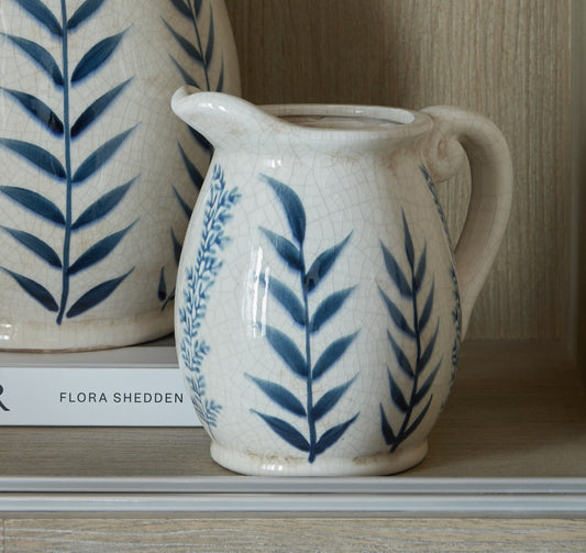 Small Blue Flora Olpe Decorative Jug Vase 17cm