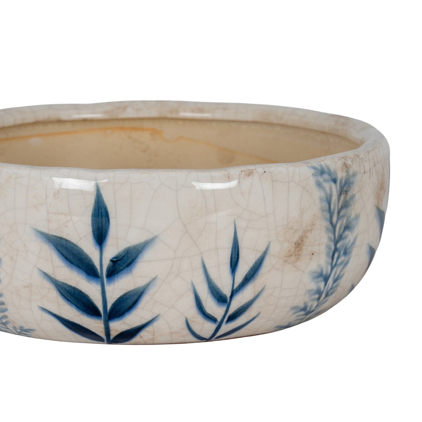 Small Blue Flora Ceramic Bowl Pot 20cm