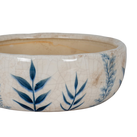 Small Blue Flora Ceramic Bowl Pot 20cm