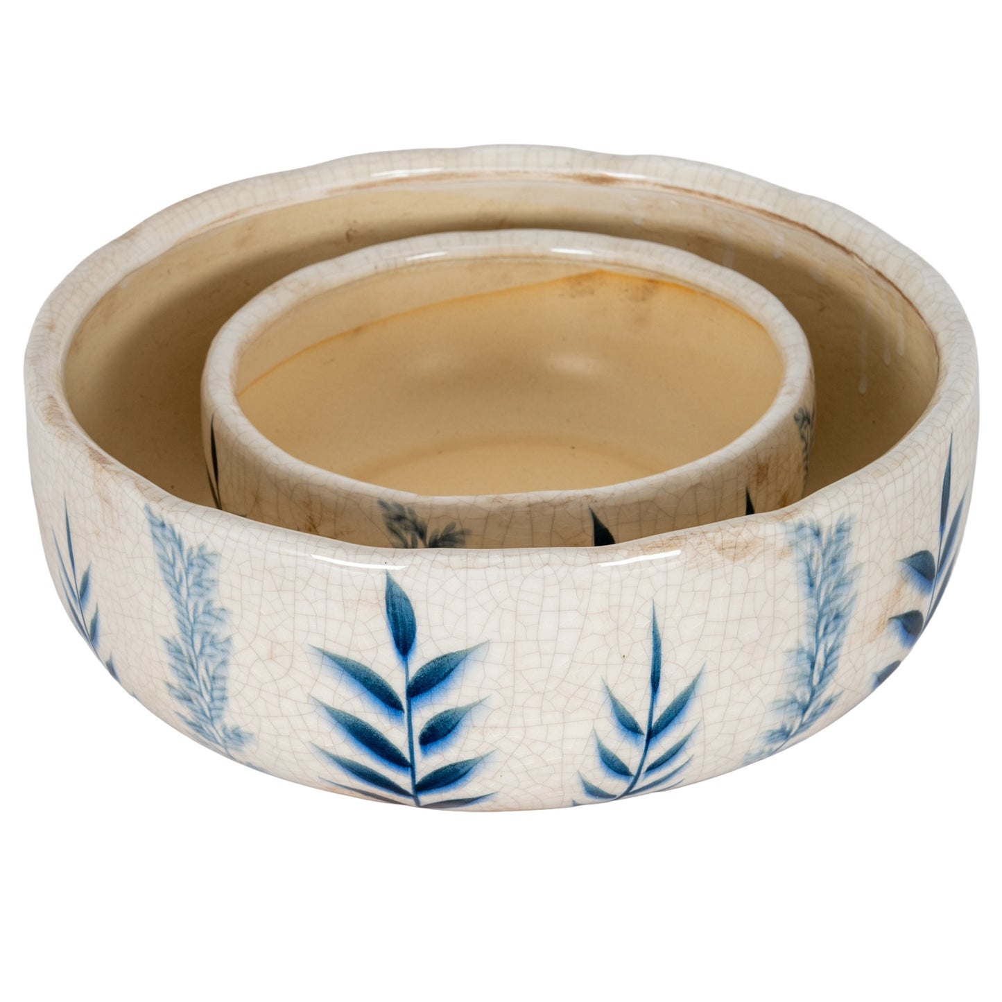 Small Blue Flora Ceramic Bowl Pot 20cm