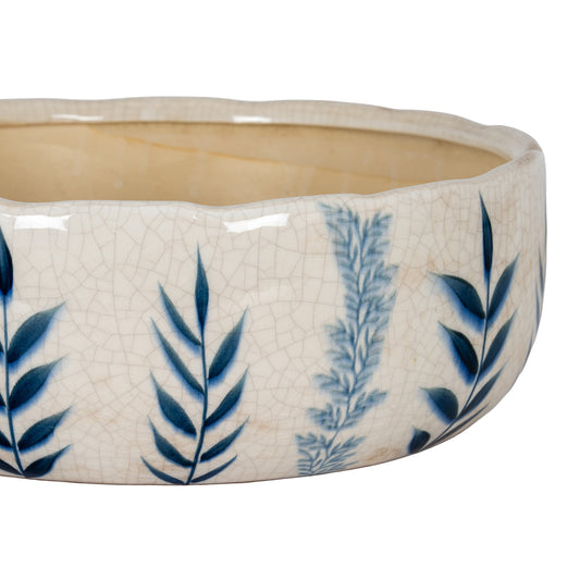 Large Blue Flora Decorative Ceramic Bowl Pot 30cm