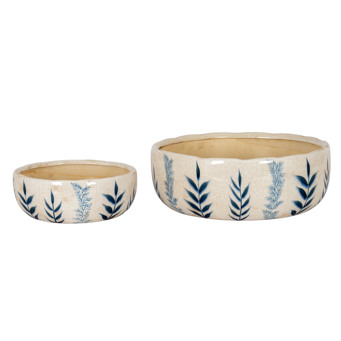 Large Blue Flora Decorative Ceramic Bowl Pot 30cm