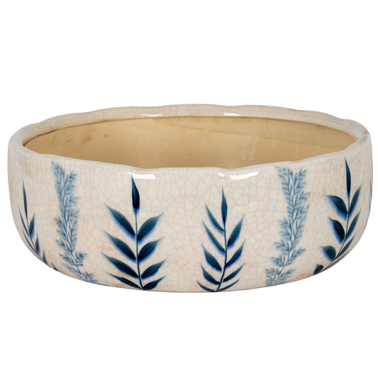 Large Blue Flora Decorative Ceramic Bowl Pot 30cm
