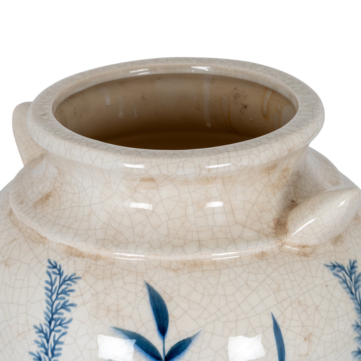 Blue Flora Patterned Botanical Amphora Vase 34cm