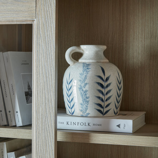 Blue Flora Amphora Ceramic Jug Vase 23cm