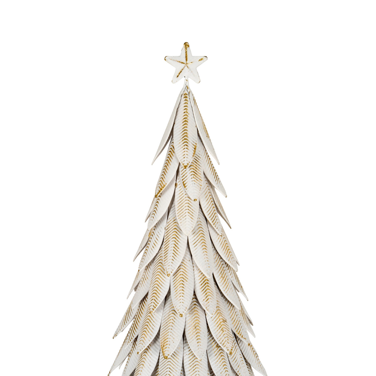 Large White Metal Christmas Tree on Wooden Stand 62cm