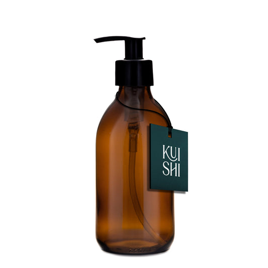 Amber Glass Pump Bottle Dispenser - Various Sizes