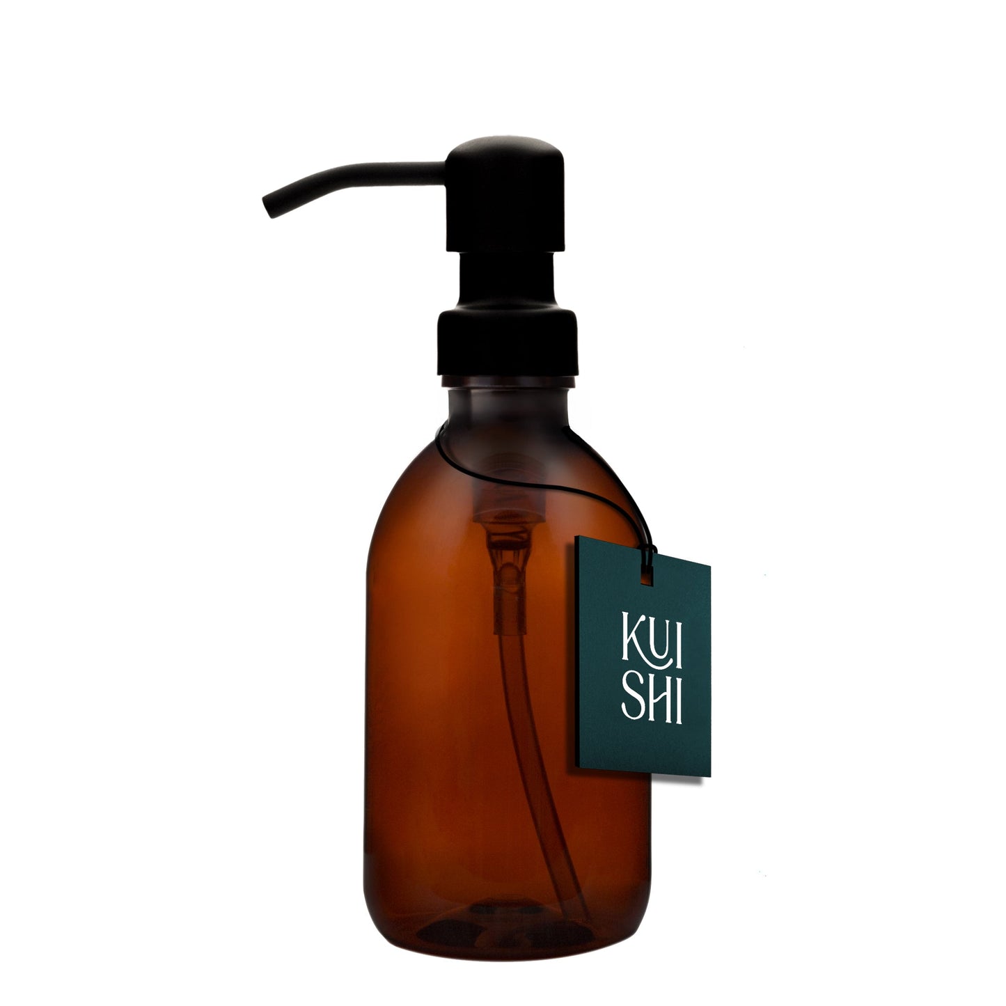 Plastic Amber Bottle Dispenser with Stainless Steel Pump