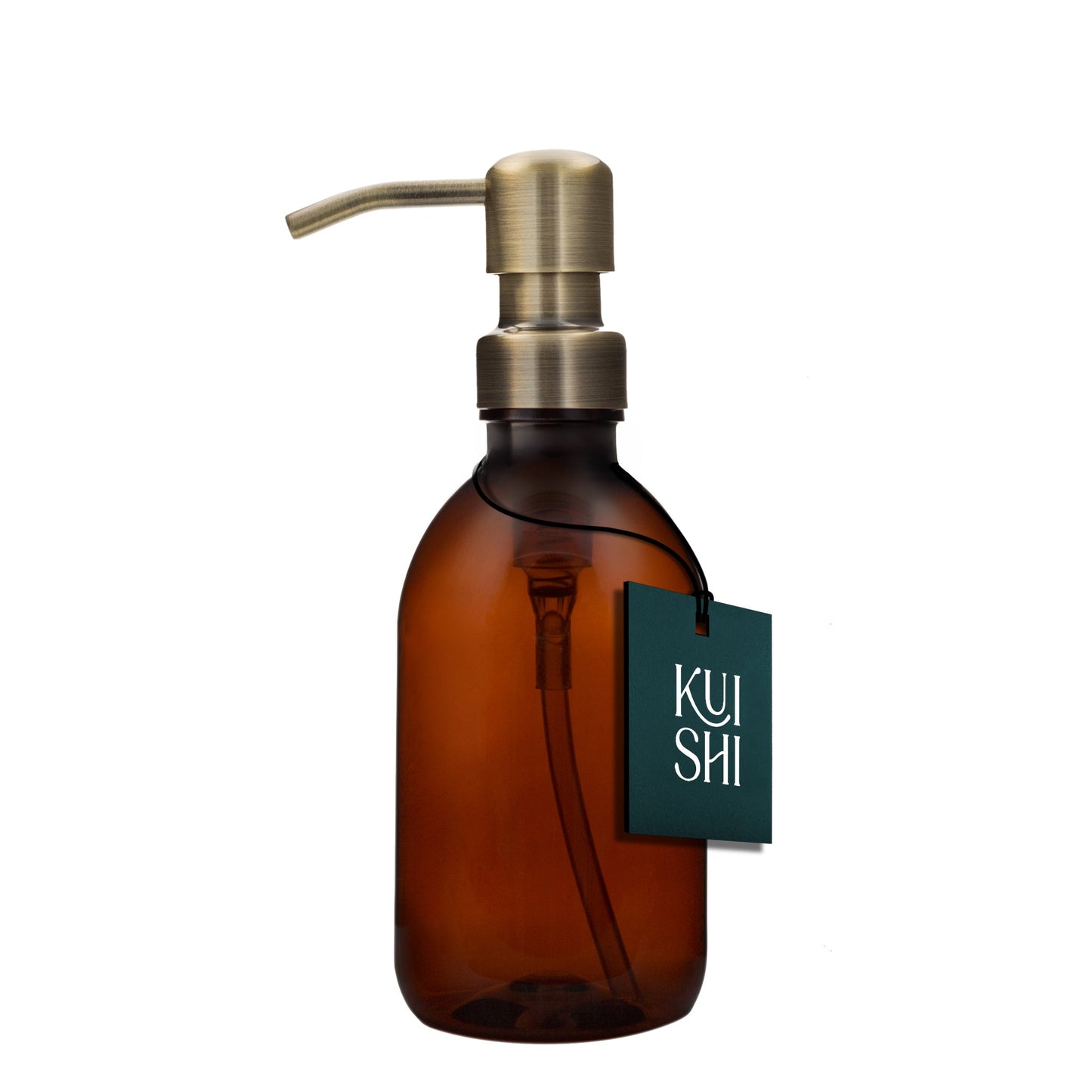 Plastic Amber Bottle Dispenser with Stainless Steel Pump