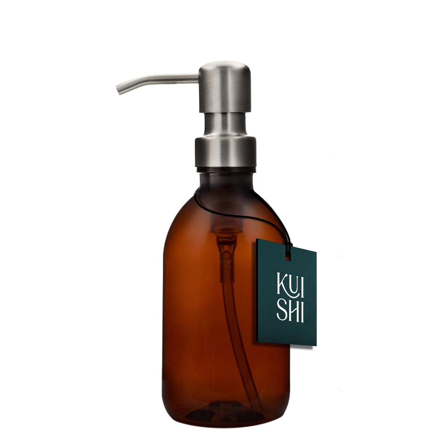 Plastic Amber Bottle Dispenser with Stainless Steel Pump