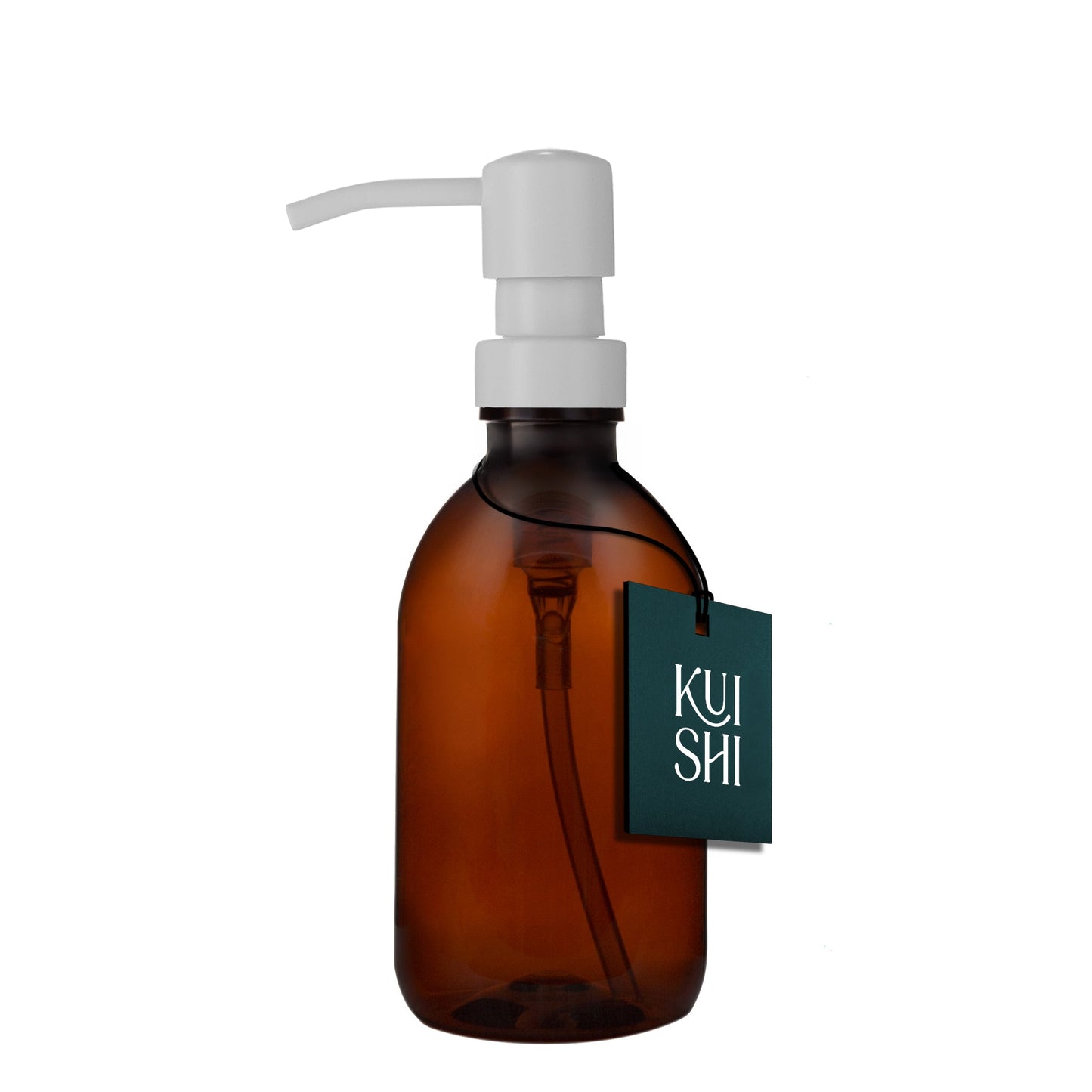 Plastic Amber Bottle Dispenser with Stainless Steel Pump
