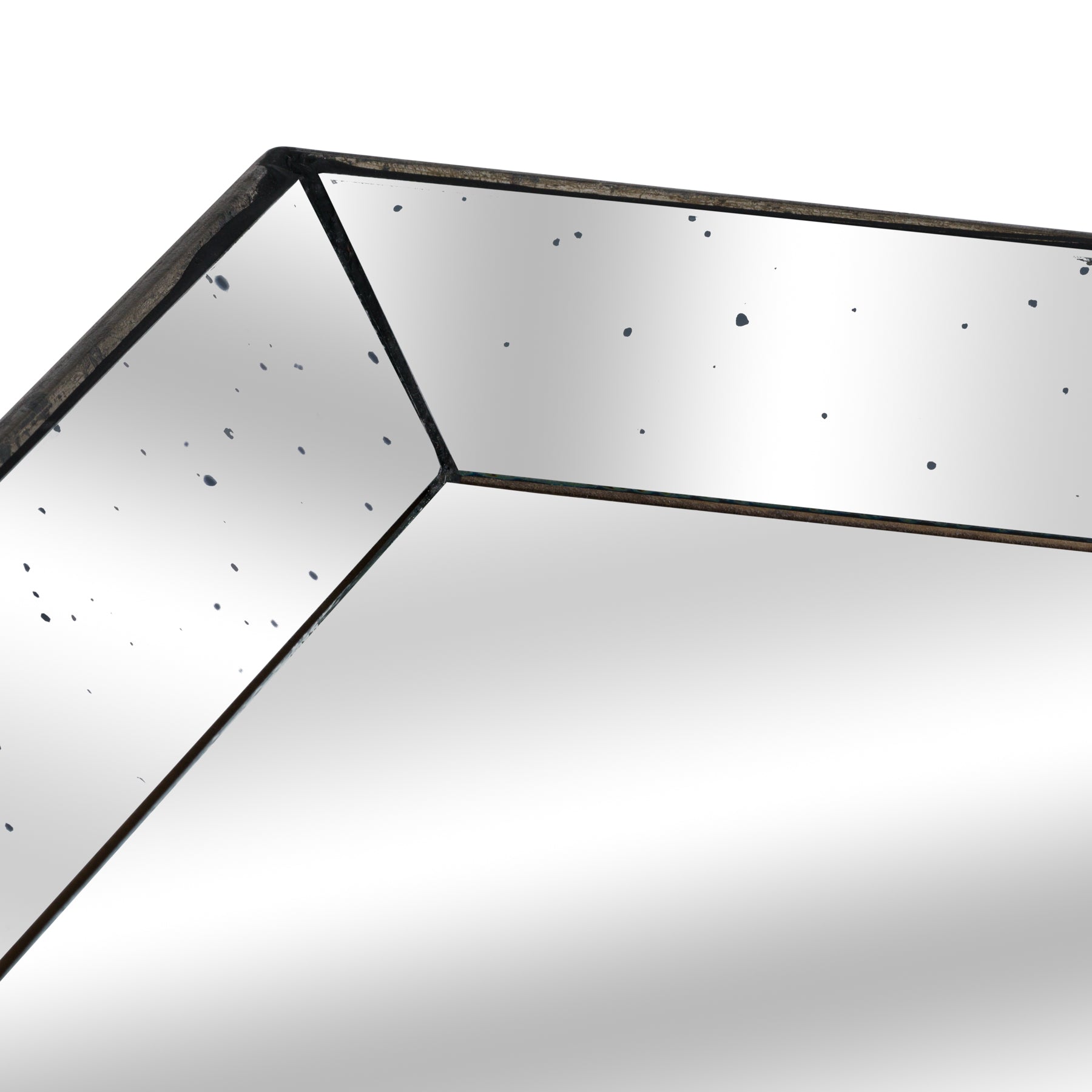 Astor Distressed Mirrored Square Tray W/Wooden Detailing Lge image 1