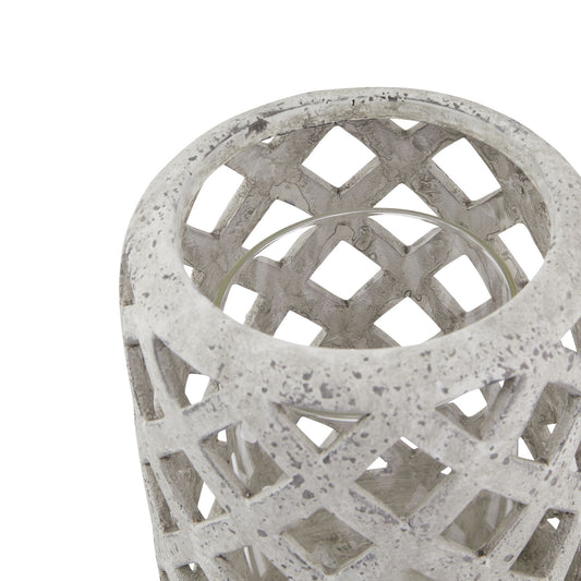 Grey Stone Effect Hurricane Lantern image 1