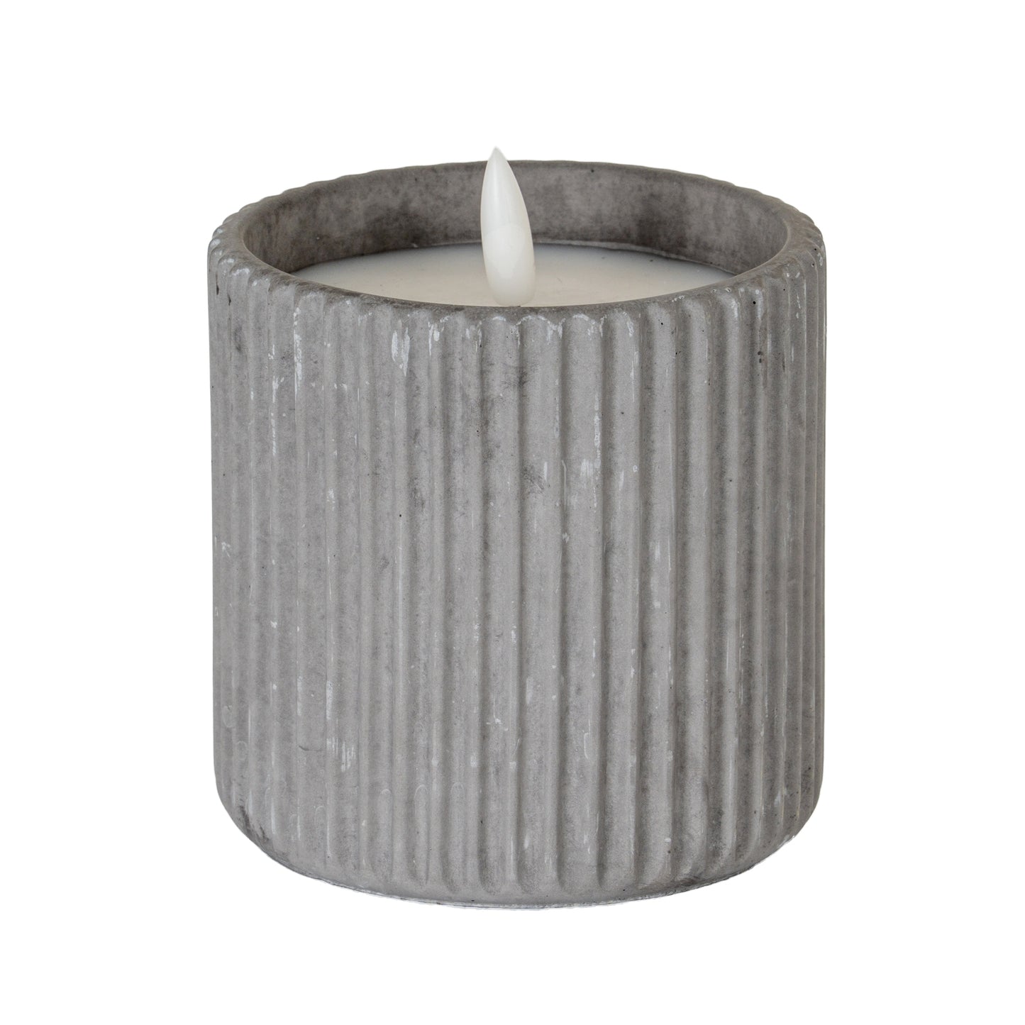 Luxe Collection Natural Glow Grey Ribbed Large  Led Candle image 0