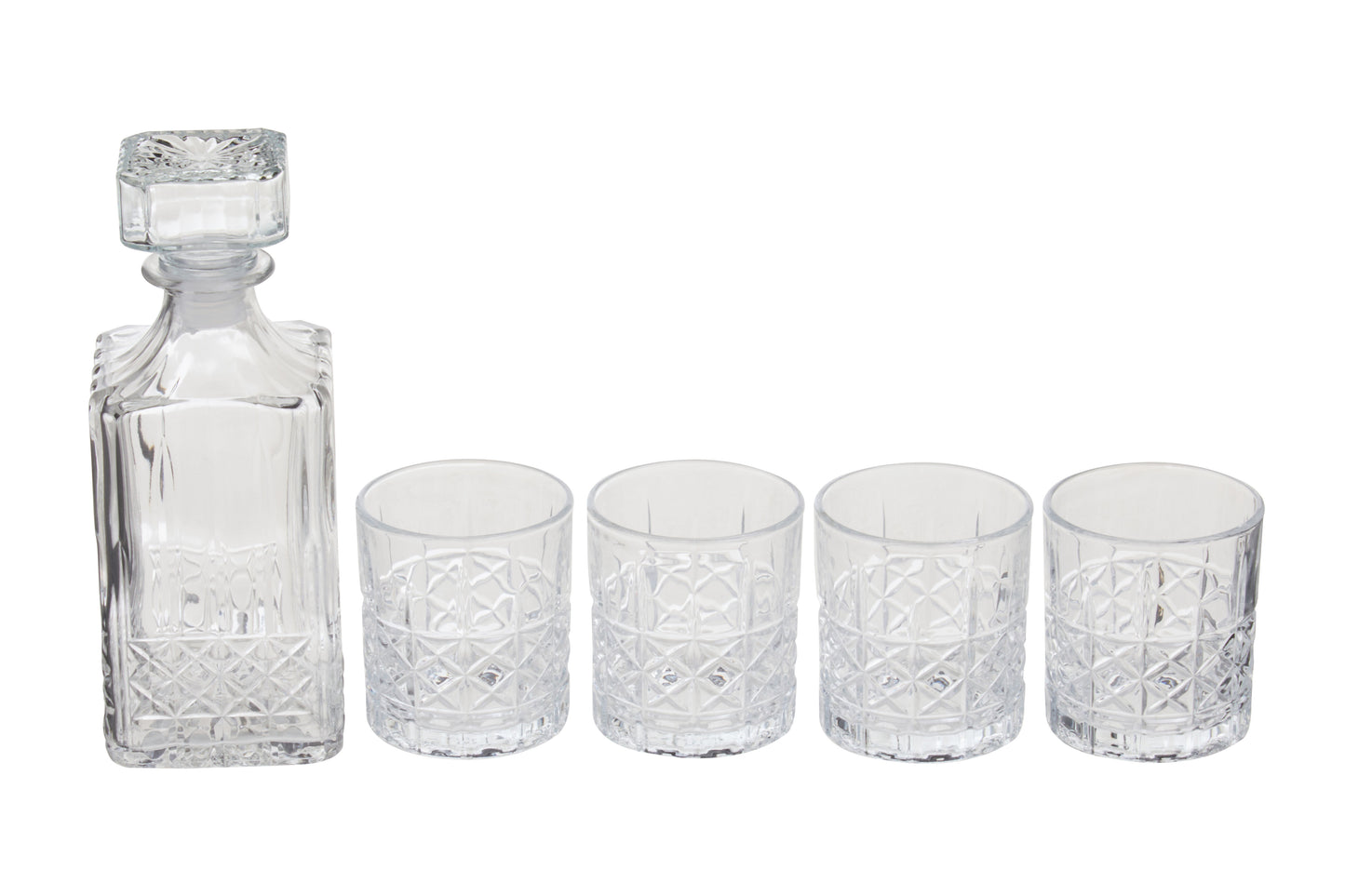 Dayla Diamond Pattern Decanter With Four Glasses image 1