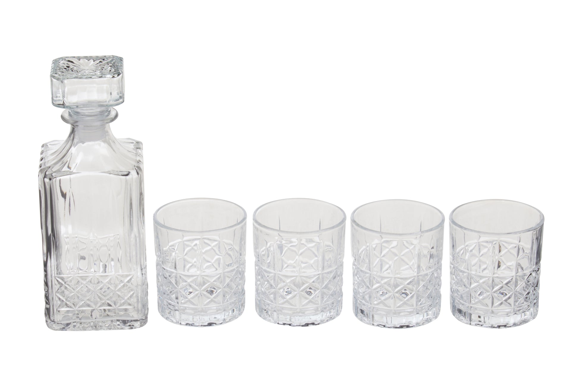 Dayla Diamond Pattern Decanter With Four Glasses image 1