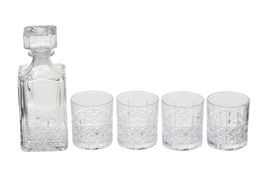 Dayla Diamond Pattern Decanter With Four Glasses image 1