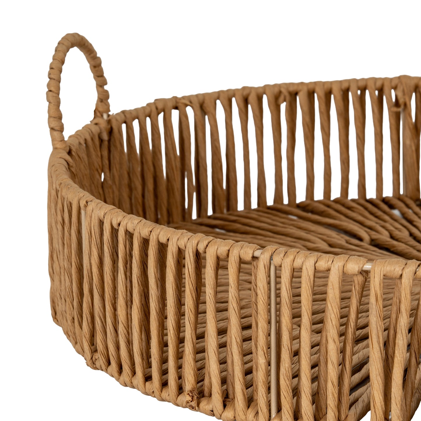 Extra Large Loop Handle Brown Rattan Rustic Tray image 2