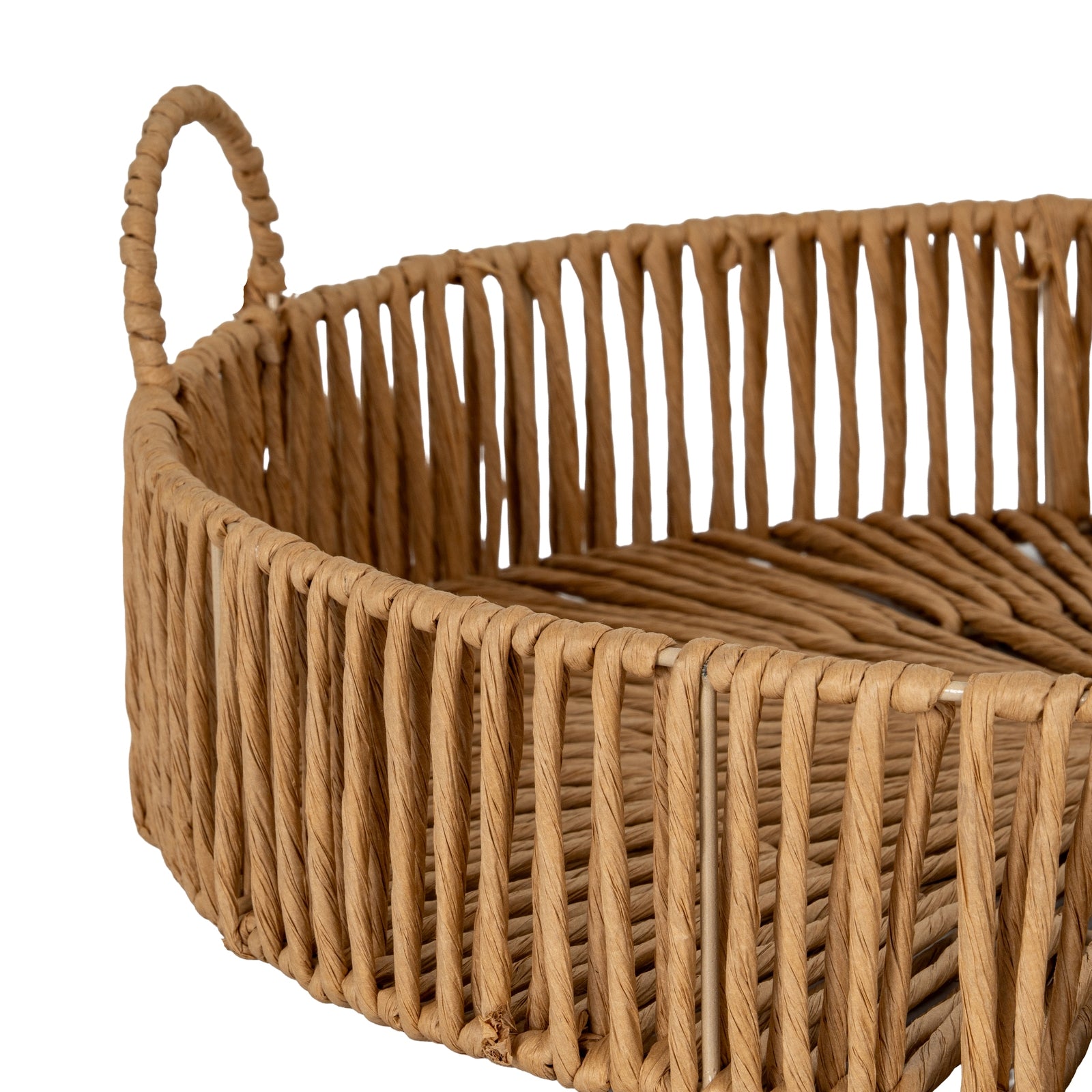 Extra Large Loop Handle Brown Rattan Rustic Tray image 2