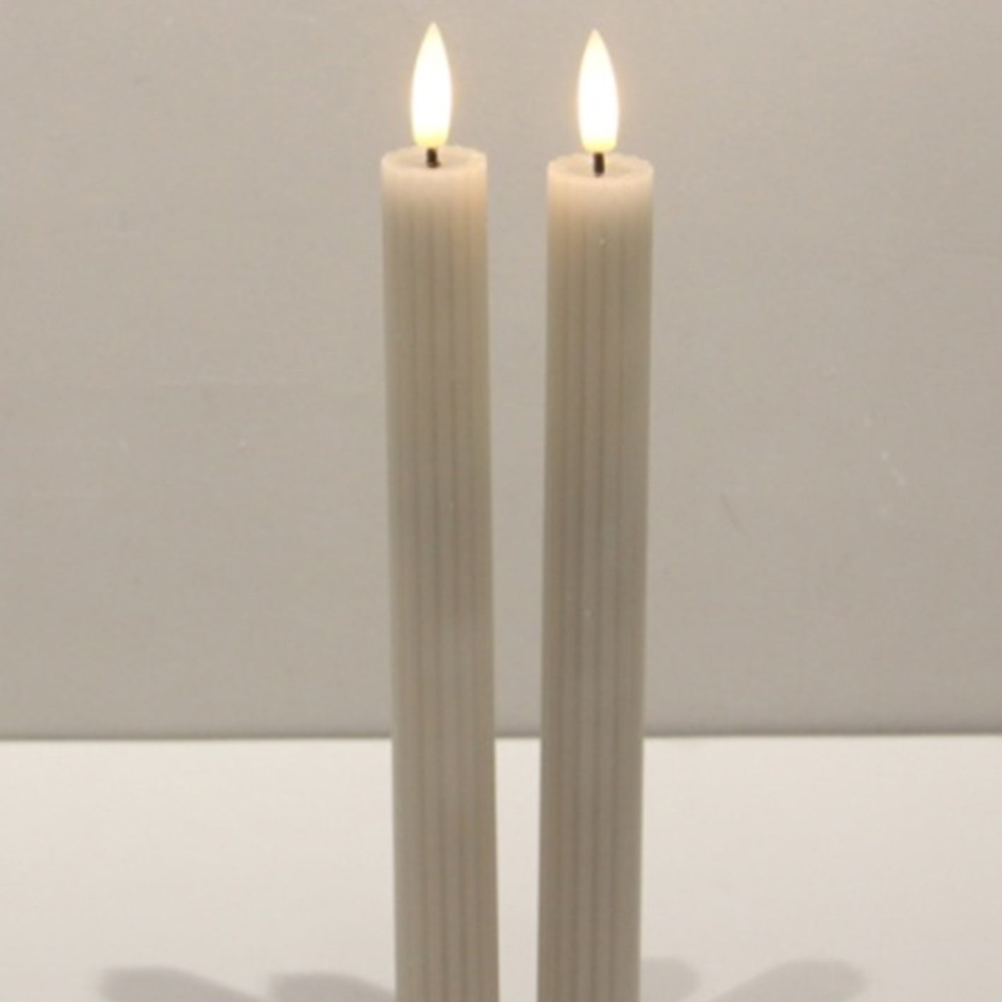 Luxe Collection Natural Glow Taupe  Ribbed Taper Candles image 0