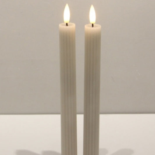 Luxe Collection Natural Glow Taupe  Ribbed Taper Candles image 0