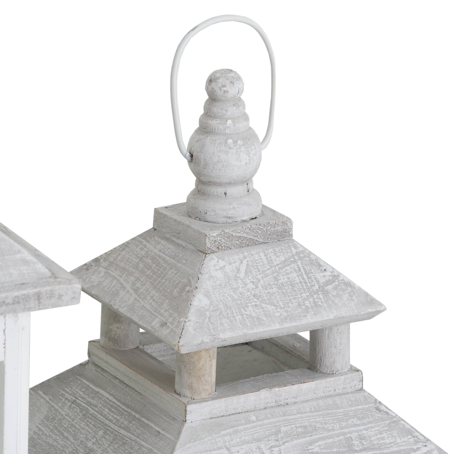 Set Of 3 White Window Style Lanterns With Open Top image 1