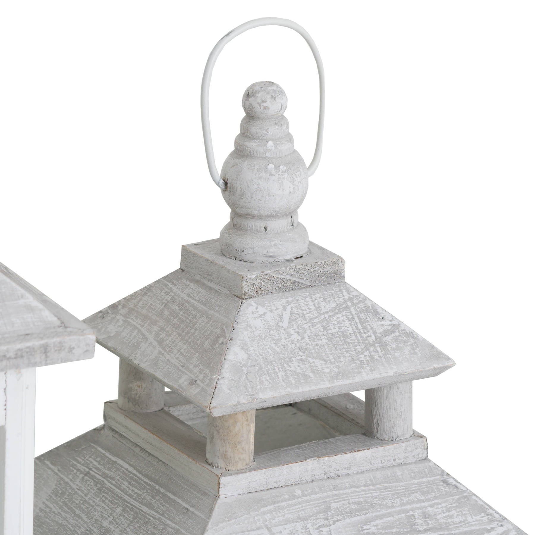 Set Of 3 White Window Style Lanterns With Open Top image 1