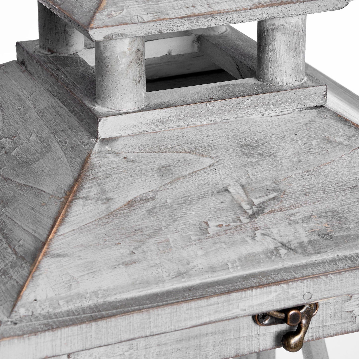Set Of Three Wooden Lanterns With Traditional Cross Section image 1