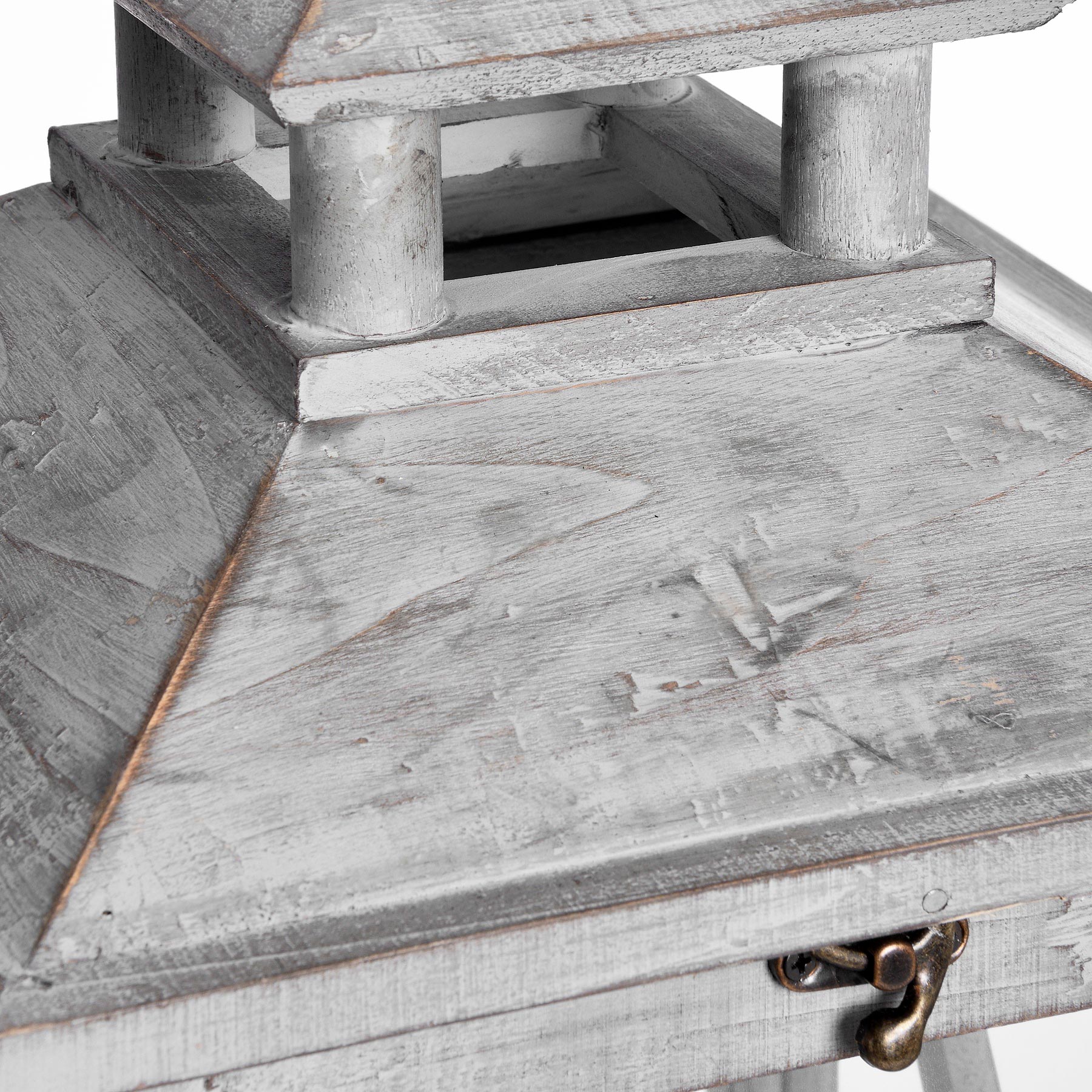 Set Of Three Wooden Lanterns With Traditional Cross Section image 1