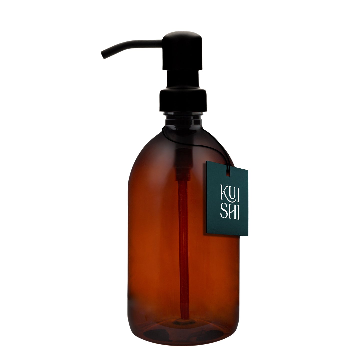 Plastic Amber Bottle Dispenser with Stainless Steel Pump