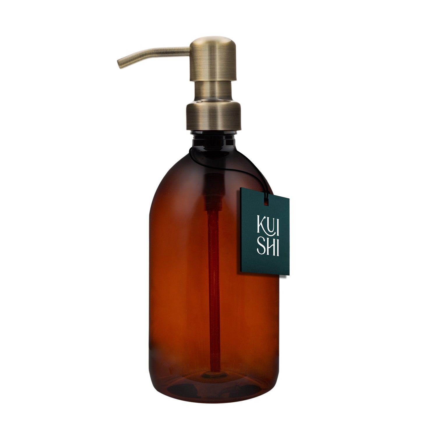 Plastic Amber Bottle Dispenser with Stainless Steel Pump