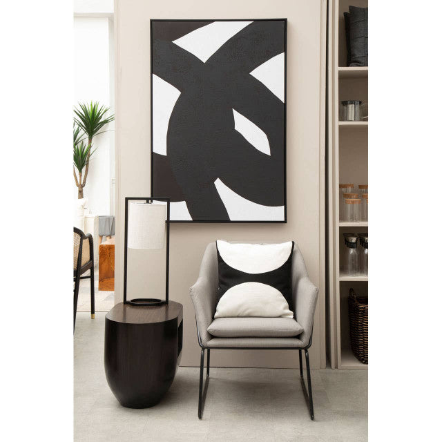 Astratto Set of Two Abstract Black & White Monochrome Wall Art Framed Canvas