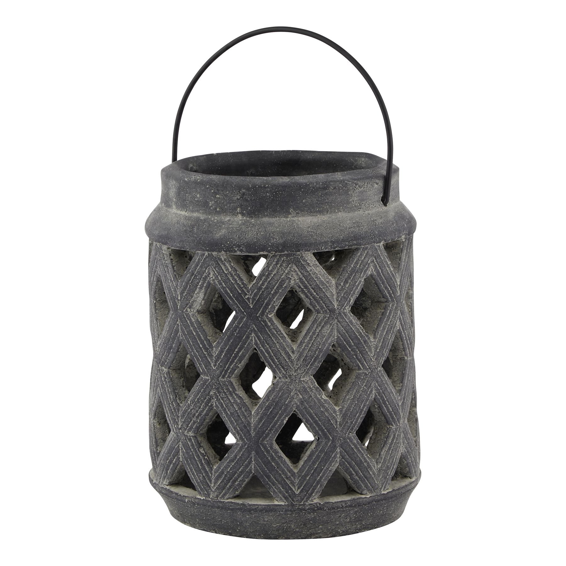 Amalfi Grey Large Lattice Lantern image 0