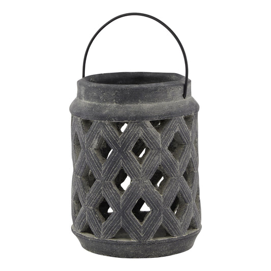 Amalfi Grey Large Lattice Lantern image 0