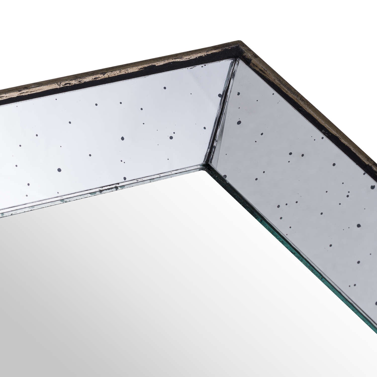 Astor Distressed Mirrored Square Tray W/Wooden Detailing Sml image 1
