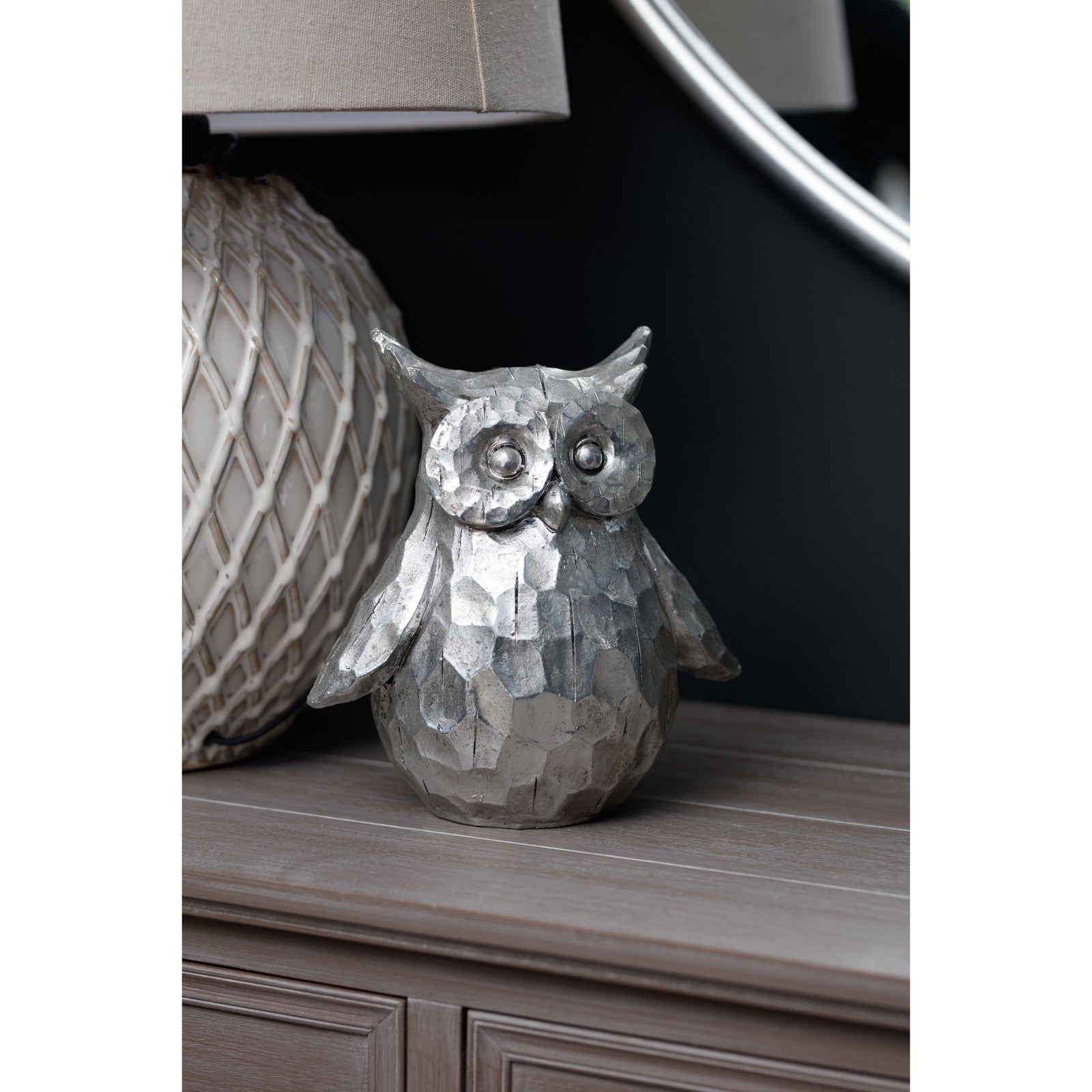 Olive The Large Silver Ceramic Owl image 2