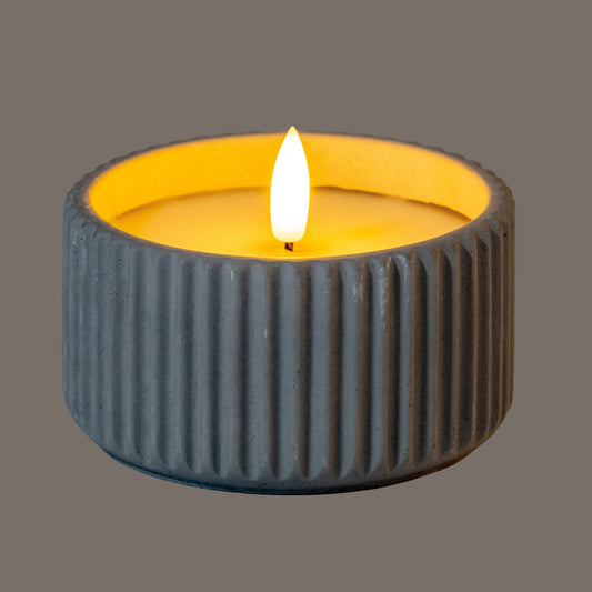 Luxe Collection Natural Glow Chalk Ribbed Small Led Candle image 1