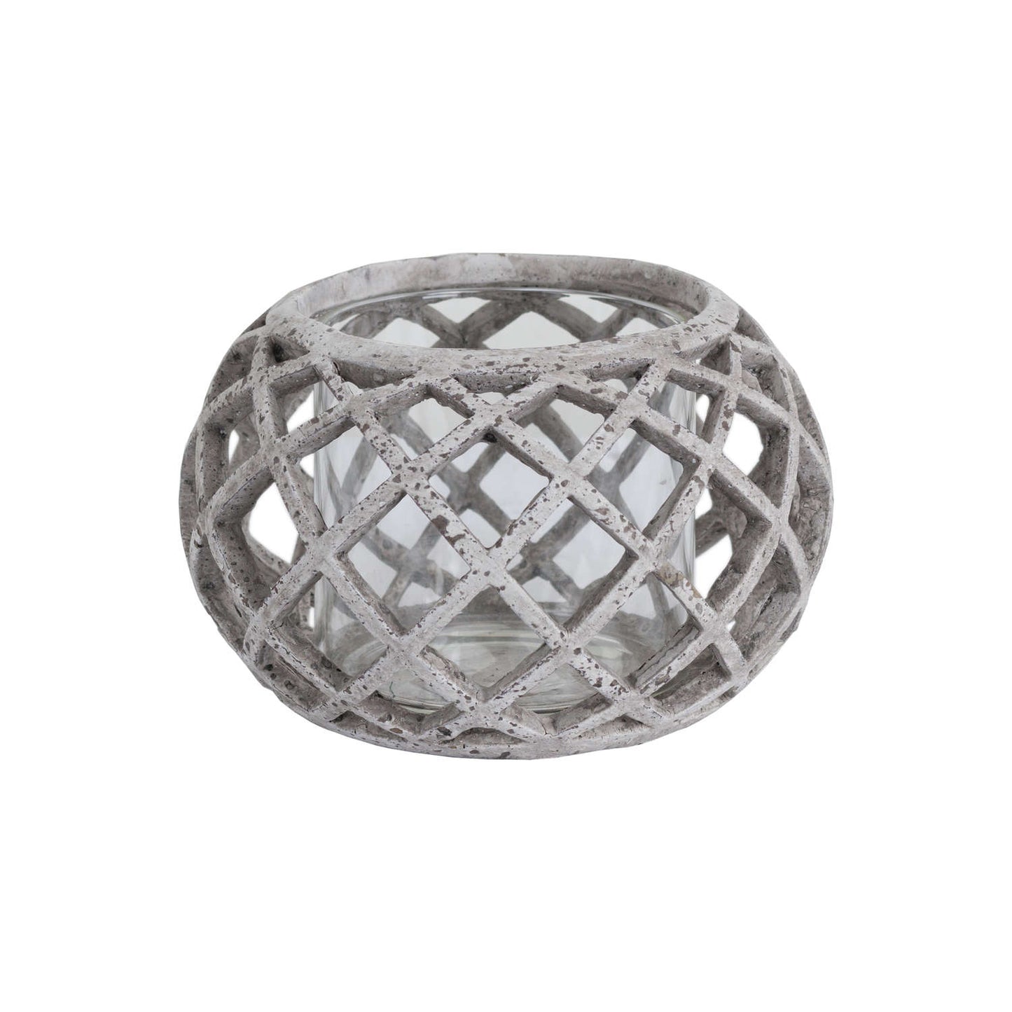 Round Ceramic Lattice Hurricane Lantern image 0