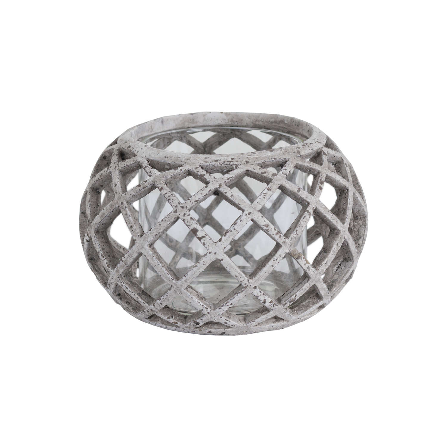 Round Ceramic Lattice Hurricane Lantern image 0