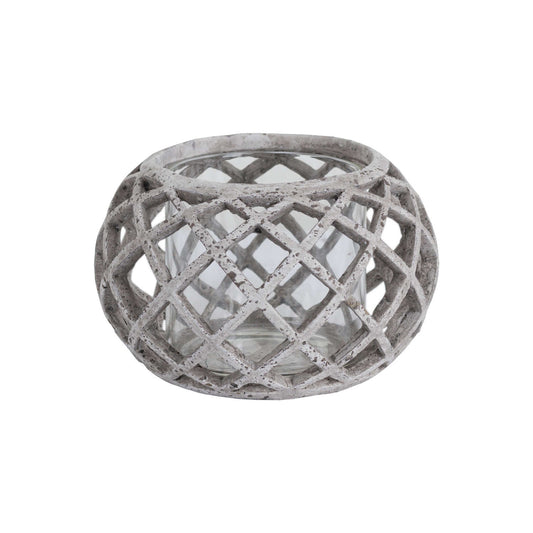 Round Ceramic Lattice Hurricane Lantern image 0