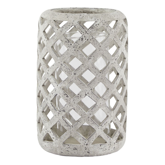 Large Grey Stone Effect Hurricane Lantern image 0