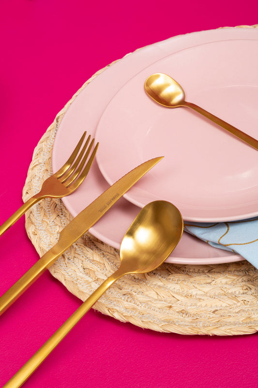 Avie 16Pc Matte Gold Finish Cutlery Set image 1