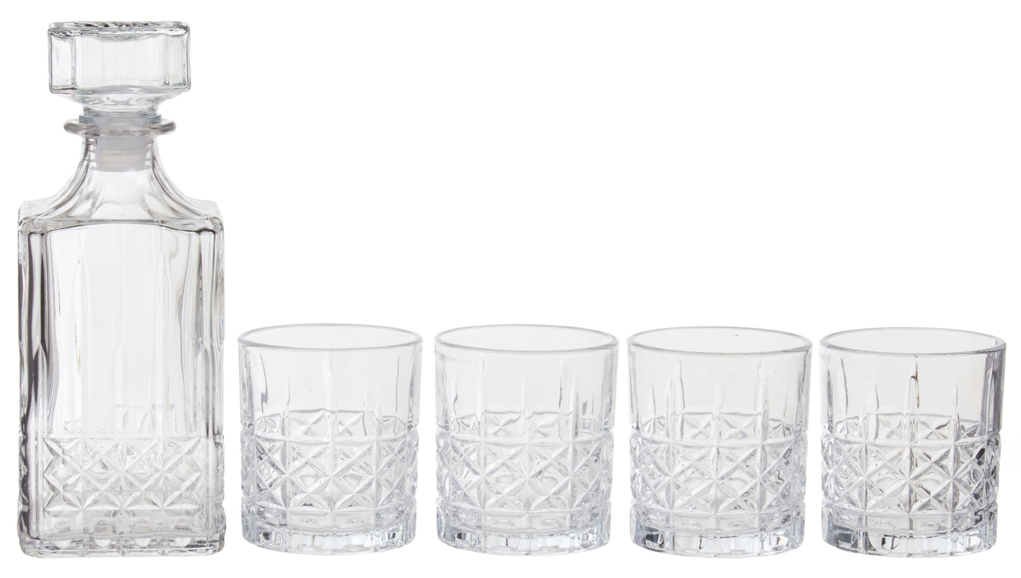 Dayla Diamond Pattern Decanter With Four Glasses image 0